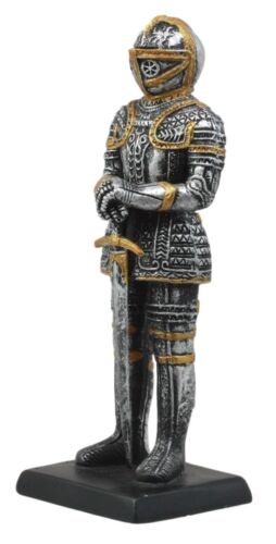Ebros Gift Medieval Spanish Knight Dollhouse Miniature Figurine 4" H Suit Of Armor Long Swordsman Sculpture Decor