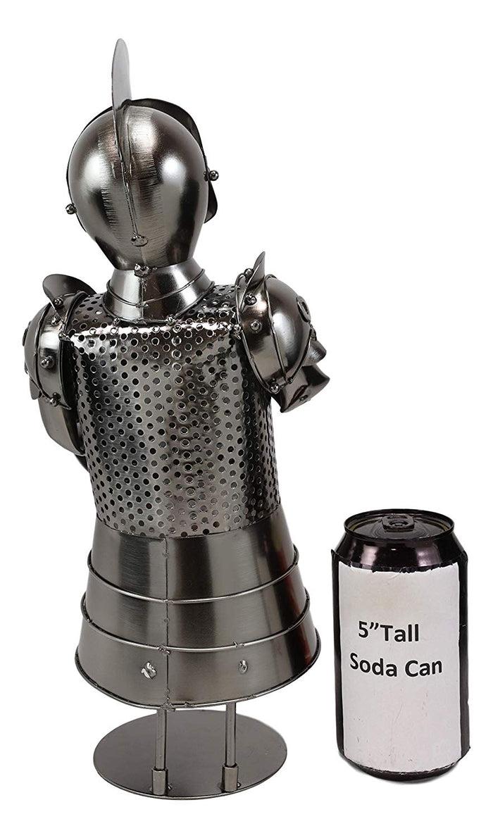 Ebros Gift Medieval Suit Of Armor Spartan Mohawk Knight With Sword And Shield Hand Sculpted Steel Metal Wine Bottle Holder Caddy Decor