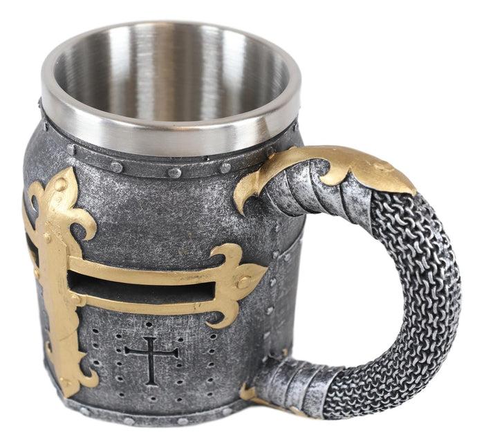 Ebros Gift Medieval Templar Crusader Knight Suit Of Armor Helmet Beer Stein Tankard Coffee Cup Mug