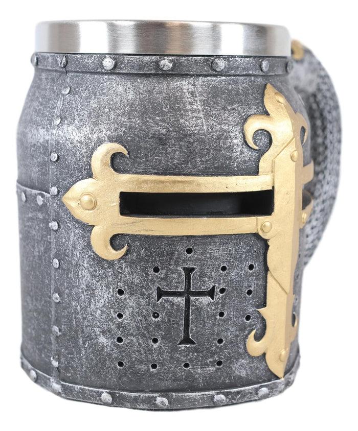 Ebros Gift Medieval Templar Crusader Knight Suit Of Armor Helmet Beer Stein Tankard Coffee Cup Mug