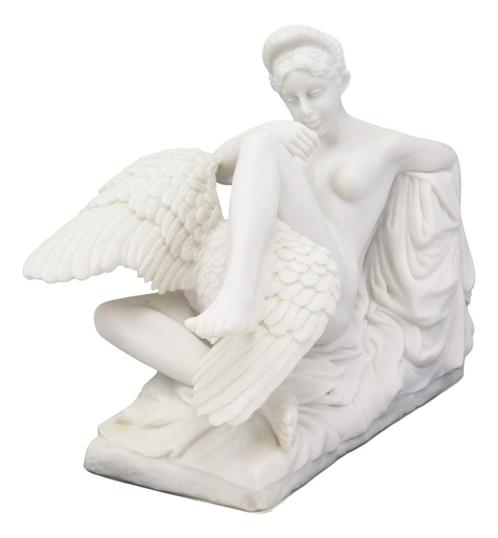 Ebros Gift Michelangelo Museum Masterpiece Greek Mythology Leda And The Swan Statue 9.25" Long Zeus Seducing The Wife Of King Tyndareus White Resin Figurine