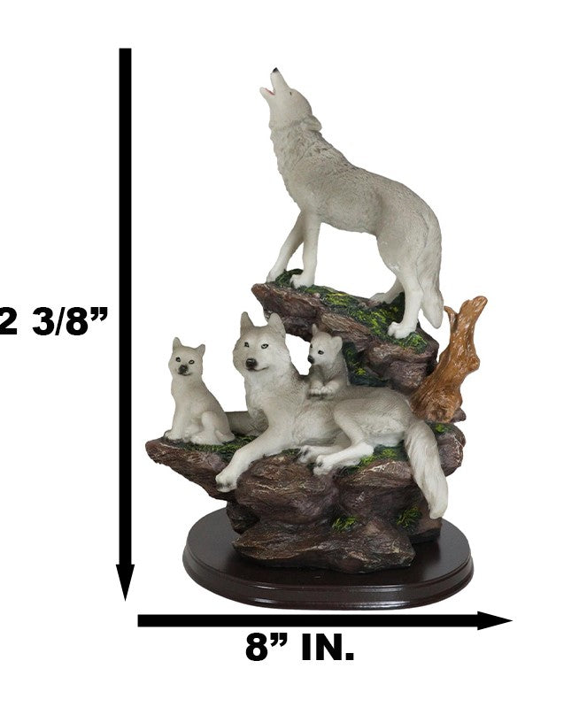 Ebros Gift Moon Howling Timberwolves Wolf Pack Family Decorative Figurine 8.5"H