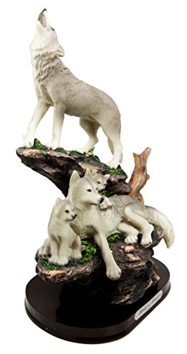 Ebros Gift Moon Howling Timberwolves Wolf Pack Family Decorative Figurine 8.5"H