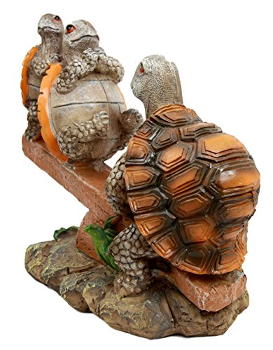 Ebros Gift Mother Turtle Playing With Her Babies On Forest Seesaw Decorative Figurine 6.5" H Animal Reptile Decor Of Tortoises Turtles Hatchlings Terrapins Wildlife Whimsical Sculpture