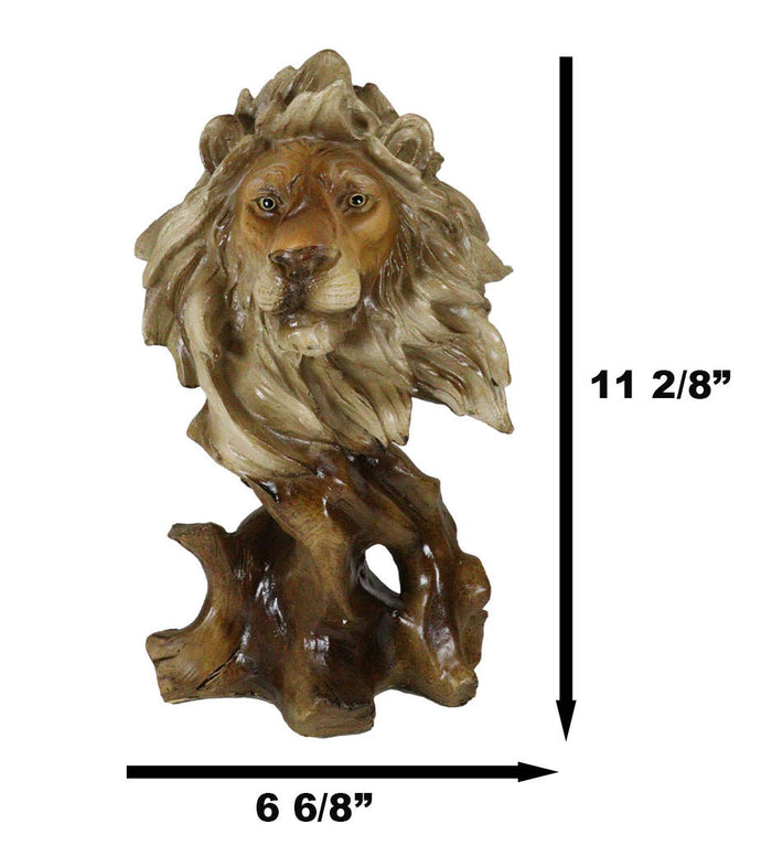 Ebros Gift Mufasa The Wise Lion King Of The Jungle Bust Decorative Figurine 11.25" H Resin In Faux Wood Finish Animal Decor Safari Lions Giant Cats Pride Rock Sculpture Statue