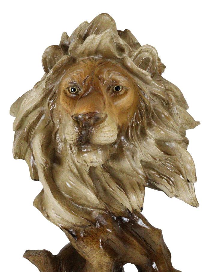 Ebros Gift Mufasa The Wise Lion King Of The Jungle Bust Decorative Figurine 11.25" H Resin In Faux Wood Finish Animal Decor Safari Lions Giant Cats Pride Rock Sculpture Statue