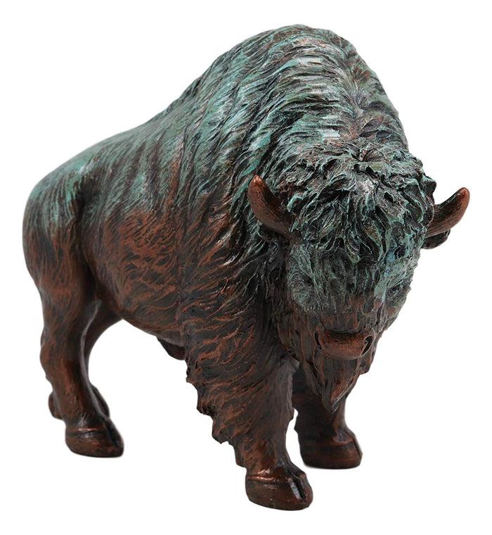 Ebros Gift Native American Bison Buffalo Decorative Resin Figurine Finished In Green Patina Faux Bronze 8.5" Long Symbol Of Abundance And Manifestation Animal Totem Spirit Home Accent Decor
