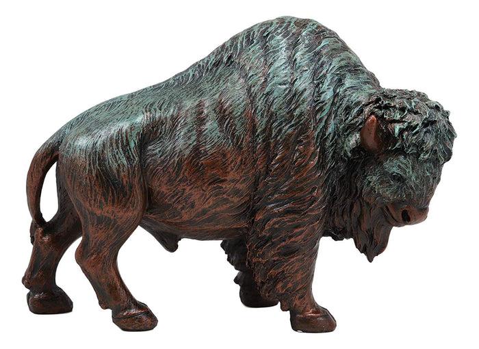 Ebros Gift Native American Bison Buffalo Decorative Resin Figurine Finished In Green Patina Faux Bronze 8.5" Long Symbol Of Abundance And Manifestation Animal Totem Spirit Home Accent Decor