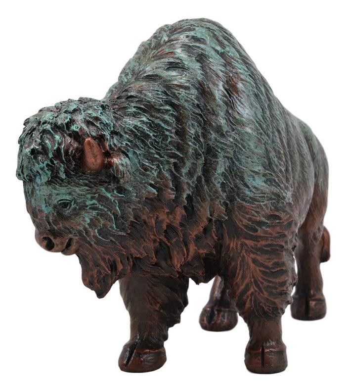 Ebros Gift Native American Bison Buffalo Decorative Resin Figurine Finished In Green Patina Faux Bronze 8.5" Long Symbol Of Abundance And Manifestation Animal Totem Spirit Home Accent Decor