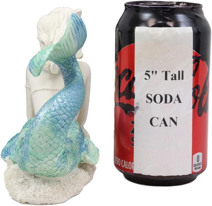 Ebros Gift Nautical Capiz Blue Tailed Siren Mermaid With Seashell And Starfish Statue Ocean Aquamarine Princess Coastal Beach Under The Sea Decorative Accent (Resting On Seabed)