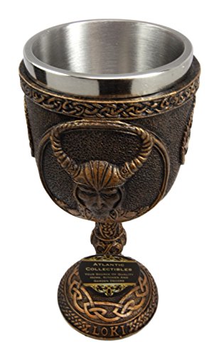 Ebros Gift Norse Mythology Shapeshifter Trickster God Jotunn Loki 6oz Resin Wine Goblet Chalice With Stainless Steel Liner