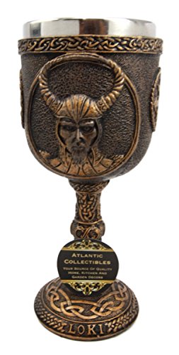 Ebros Gift Norse Mythology Shapeshifter Trickster God Jotunn Loki 6oz Resin Wine Goblet Chalice With Stainless Steel Liner
