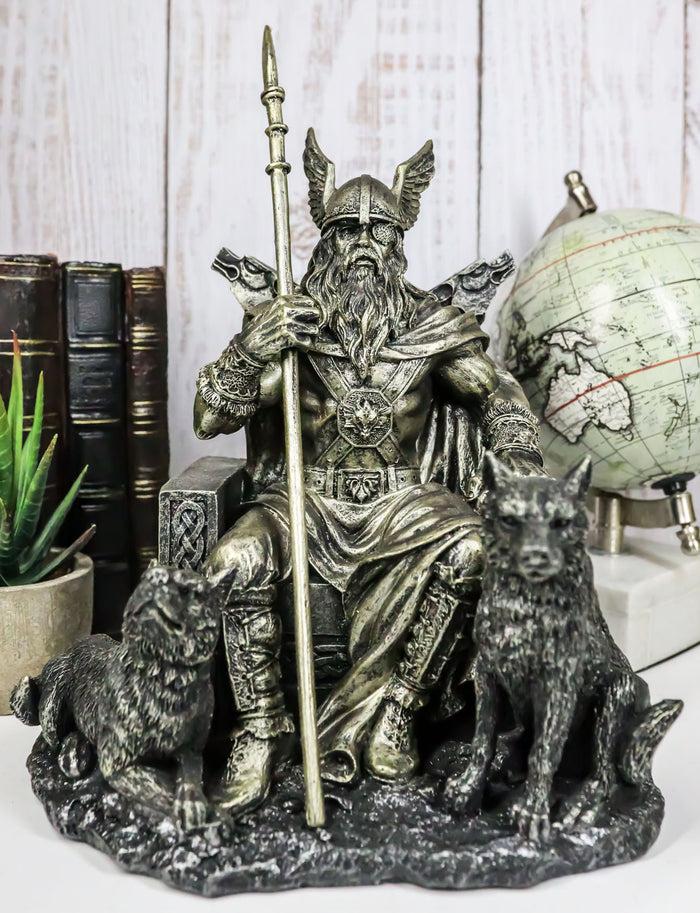 Ebros Gift Norse Viking Mythology Odin The Alfather Sitting On A Throne with Two Wolf Dogs Statue Norselandic Folklore Thor Ragnarok Trilogy Wotan Decorative Figurine 10.5" High Ebros Gift Norse Viking Mythology Odin The Alfather Sitting On A Throne with Two Wolf Dogs Statue Norselandic Folklore Thor Ragnarok Trilogy Wotan Decorative Figurine 10.5" High