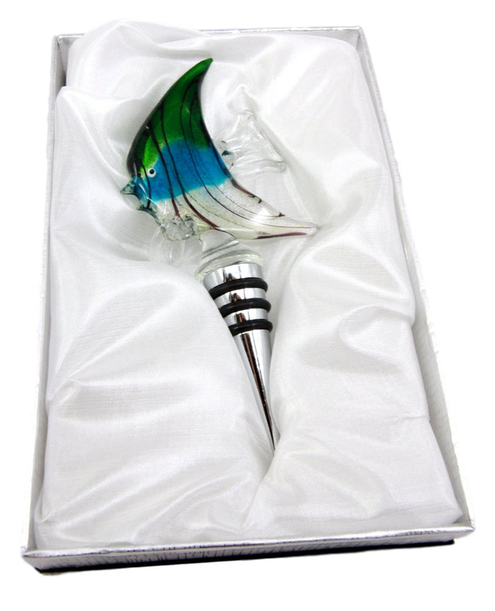 Ebros Gift Ocean Saltwater Angelfish Wine Bottle Topper Stopper Metal Rubber Cork Kitchen Party Hosting Accessory 6.25"H