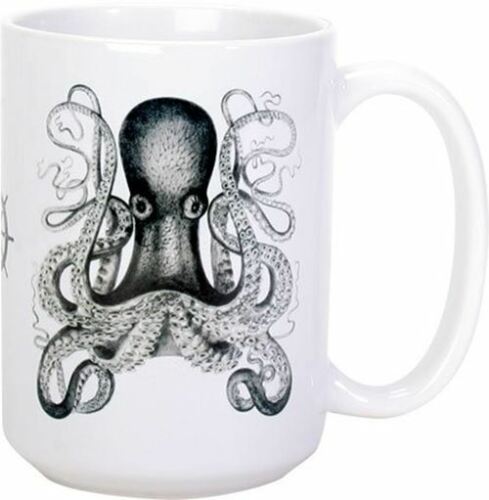 Ebros Gift Octopus Mug Ceramic Coffee Mug 15 Ounces Capacity 4.5"H Deep Sea
