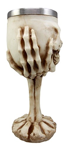 Ebros Gift Ossuary Skeletal Claw Hand Skull Wine Drink Goblet Chalice Cup Figurine 6oz