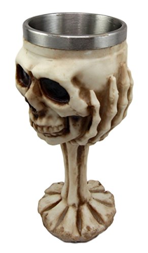 Ebros Gift Ossuary Skeletal Claw Hand Skull Wine Drink Goblet Chalice Cup Figurine 6oz