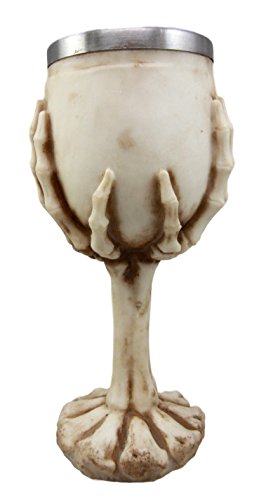 Ebros Gift Ossuary Skeletal Claw Hand Skull Wine Drink Goblet Chalice Cup Figurine 6oz