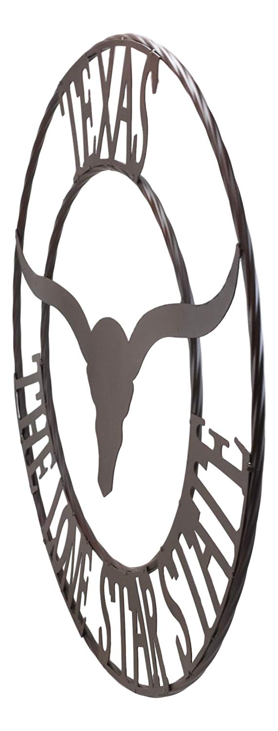 Ebros Gift Oversized 24" Wide Vintage Rustic Western Texas Lone Star State Longhorn Bull With Braided Rope Border Wall Hanging Decor
