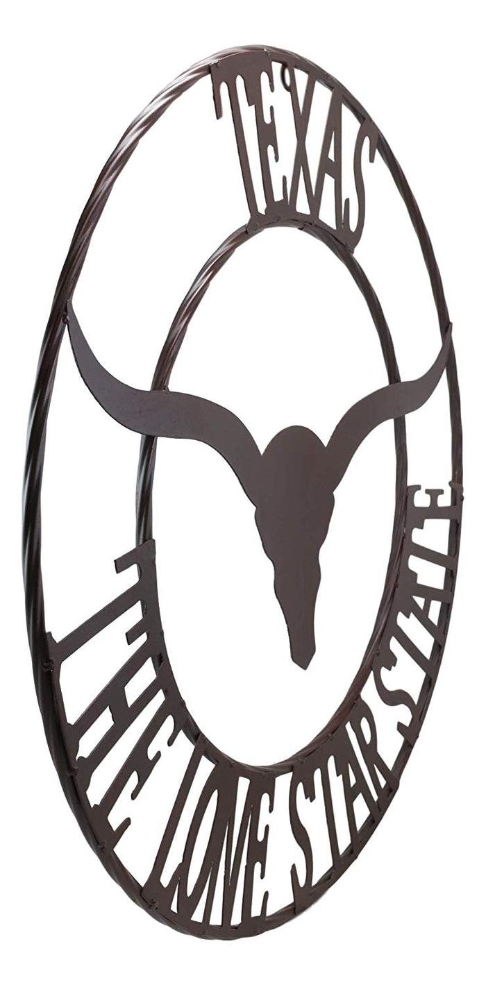 Ebros Gift Oversized 24" Wide Vintage Rustic Western Texas Lone Star State Longhorn Bull With Braided Rope Border Wall Hanging Decor