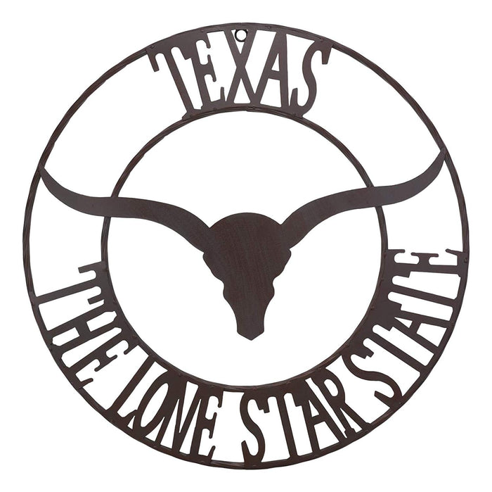 Ebros Gift Oversized 24" Wide Vintage Rustic Western Texas Lone Star State Longhorn Bull With Braided Rope Border Wall Hanging Decor