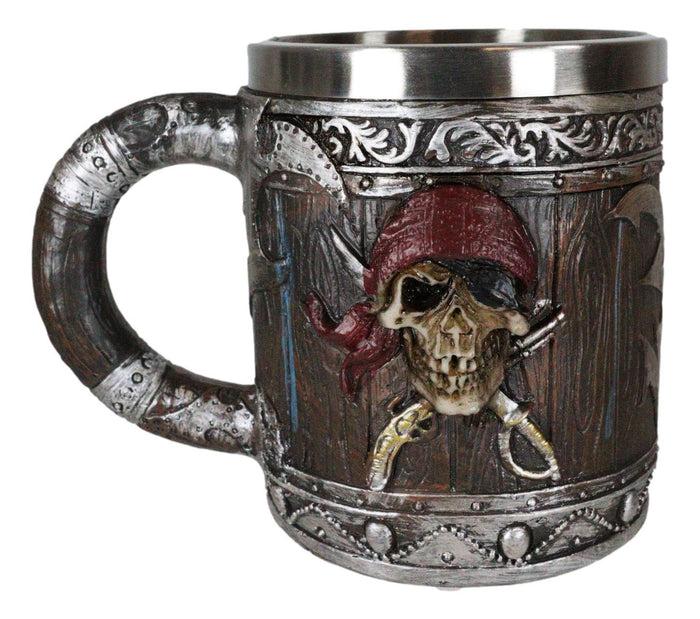 Ebros Gift Pirates Of Caribbean Seas Bandana Skull With Cross Swords Tankard Coffee Beer Mug Cup