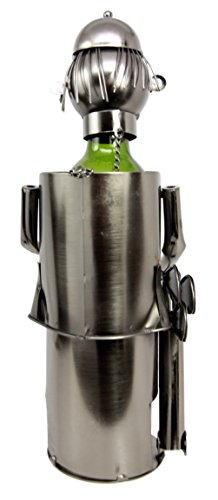 Ebros Gift Professional Golfer With Golf Club And Caddy Bag Hand Made Metal Wine Bottle Holder Caddy Decor Figurine 13.5"H