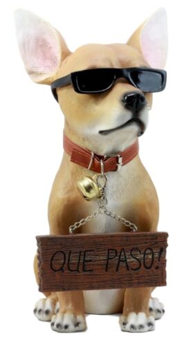 Ebros Gift Que Paso Summer Sun Tanning Chihuahua Dog Statue Carefree Puppy With Cool Shades Welcome Greeter Figurine