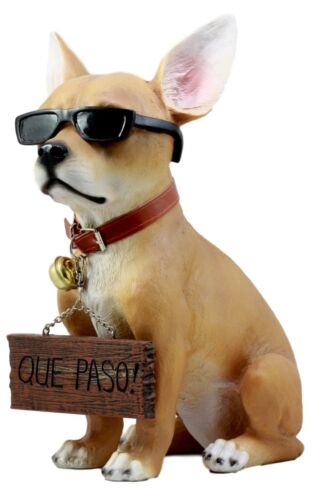 Ebros Gift Que Paso Summer Sun Tanning Chihuahua Dog Statue Carefree Puppy With Cool Shades Welcome Greeter Figurine