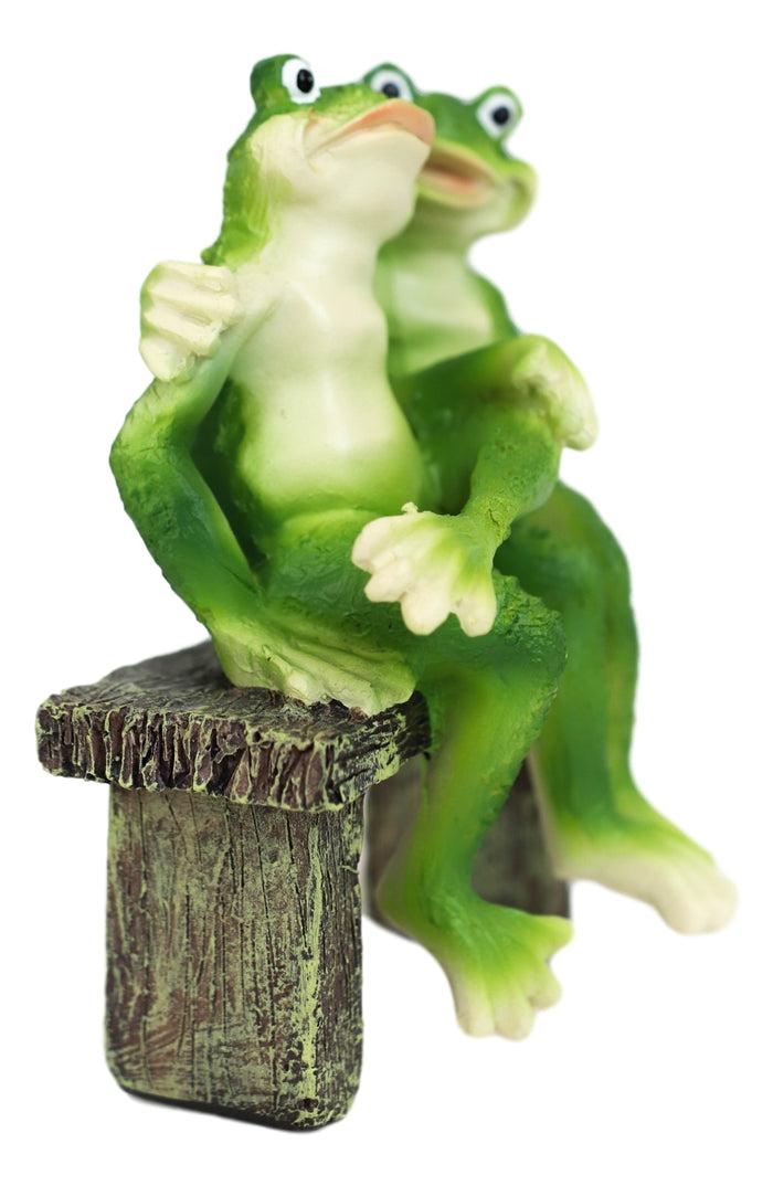 Ebros Gift Rainforest Frog Couple Lovers Sitting Side By Side On A Date Decorative Figurine 7"H