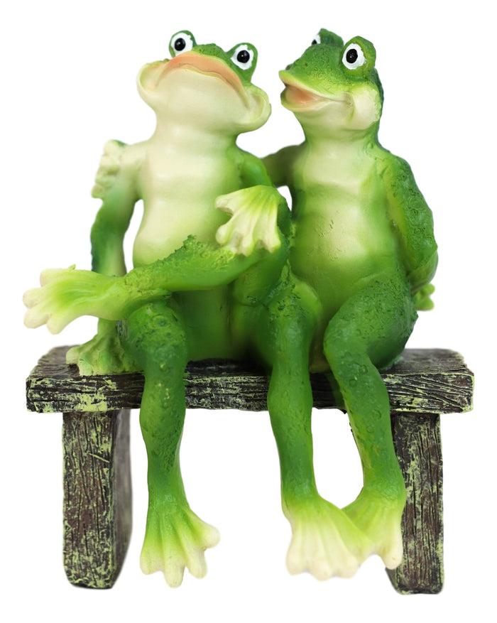 Ebros Gift Rainforest Frog Couple Lovers Sitting Side By Side On A Date Decorative Figurine 7"H