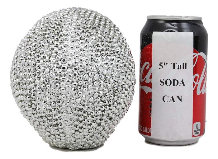 Ebros Gift Realistic Chrome Silver Bead Stone Bling Skull Figurine 6.25" L