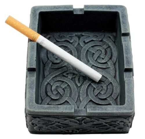 Ebros Gift Rectangular Celtic Dragon Head Tribal Knotwork Ashtray Resin Figurine For Cigar Lovers Gift For Smokers Or As Multipurpose Container Coins Keys Holder