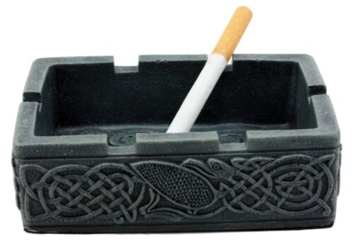 Ebros Gift Rectangular Celtic Dragon Head Tribal Knotwork Ashtray Resin Figurine For Cigar Lovers Gift For Smokers Or As Multipurpose Container Coins Keys Holder