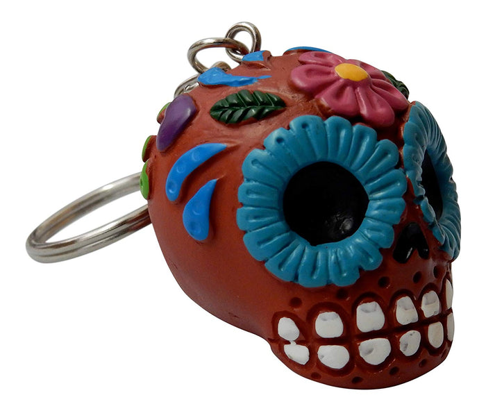 Ebros Gift Red Sugar Skull Key Chain Set Of 12 Pcs Day Of The Dead Collectible