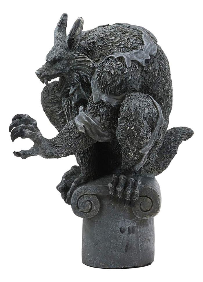 Ebros Gift Remus The Elder Werewolf Lycan Crouching On Roof Pillar Statue Macabre Dark Underworld Full Moon Werewolves Direwolf Halloween Gothic Decor