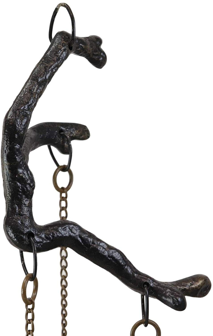 Ebros Gift Rustic Woodlands Cast Iron Triple Pine Cones Hanging From Twigs Resonant Wind Chime 27.5" High Pinecone Hanging Ornaments Garden Patio Western Cabin Lodge Mountain Home Accent
