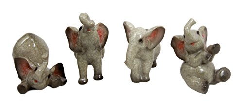 Ebros Gift Safari African Baby Calf Elephant Playing 3.25"H Decorative Figurine Set Of 4