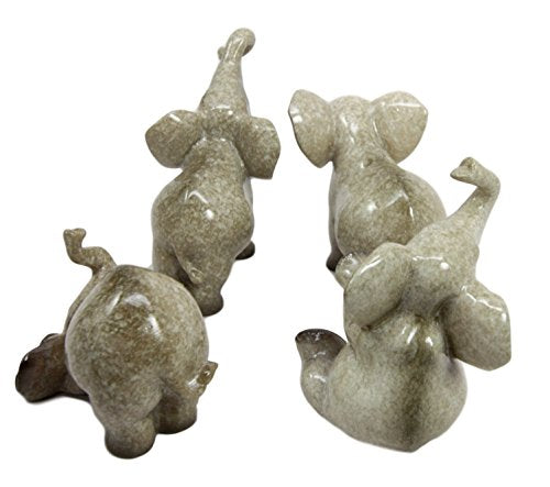 Ebros Gift Safari African Baby Calf Elephant Playing 3.25"H Decorative Figurine Set Of 4