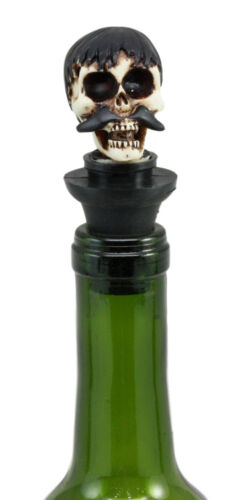 Ebros Gift Set Of 2 Bandito Skeleton Skull Gangster Mustache Wine Stopper 3"H
