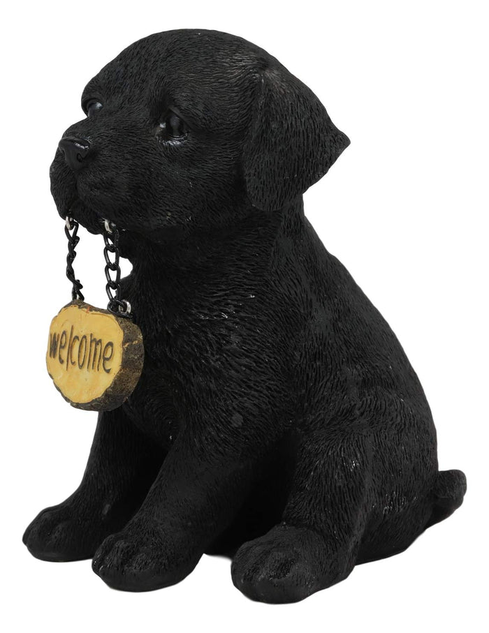 Ebros Gift Set Of 4 Dogs Realistic Poodle Fawn And Black Labrador And Yorkshire Terrier Puppies Figurines With Greeting Signs As Welcome Home Decor Pet Pals Dog Sculpture 6.25" Tall Memorial Statues