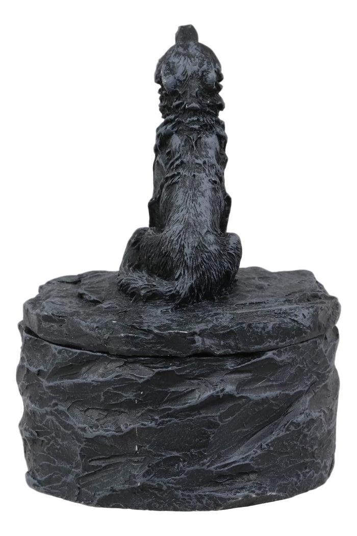 Ebros Gift Set Of 4 Howling Gray Alpha Wolf Mini Rounded Jewelry Decorative Box Figurines As Decor Of Timberwolves Wolves In Cries Of The Night Moon Light Animal Totem Spirit (Pack Of 4 Wolf Boxes)
