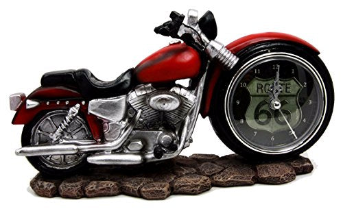 Ebros Gift Sexy Red Chopper Motorbike Decorative Analog Table Clock Figurine
