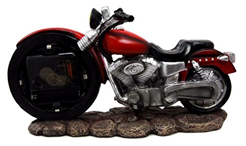 Ebros Gift Sexy Red Chopper Motorbike Decorative Analog Table Clock Figurine