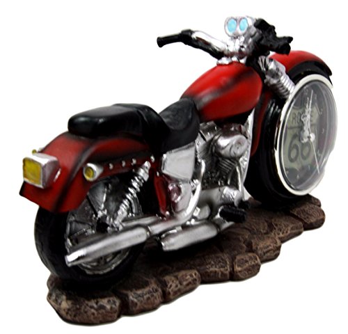 Ebros Gift Sexy Red Chopper Motorbike Decorative Analog Table Clock Figurine