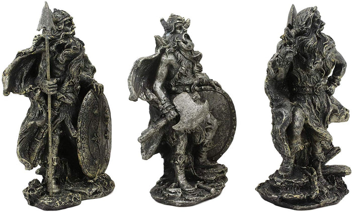 Ebros Gift Small Norse Viking Warlock Gods And Sorcerer Statue Set Of 3 Figurine