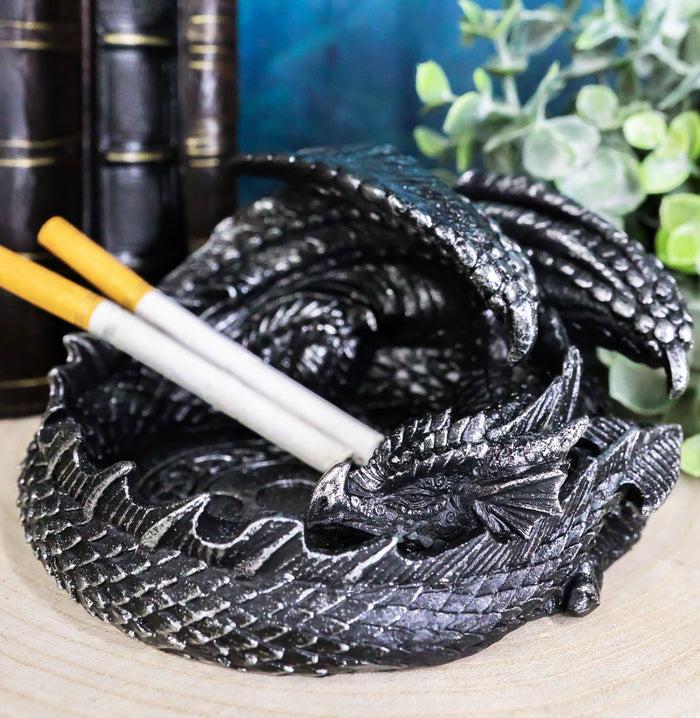 Ebros Gift Smaug Mountain Castle Dragon in Repose Round Cigarette Ashtray Figurine