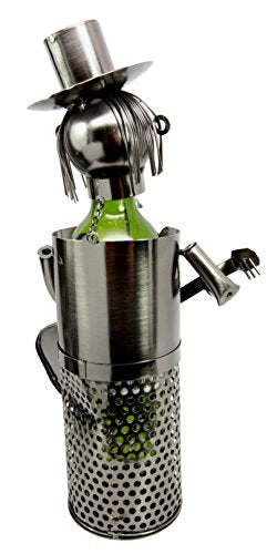 Ebros Gift Solo Guitarist Singer Performer Hand Made Metal Wine Bottle Holder Caddy Decor Figurine 13.75"H