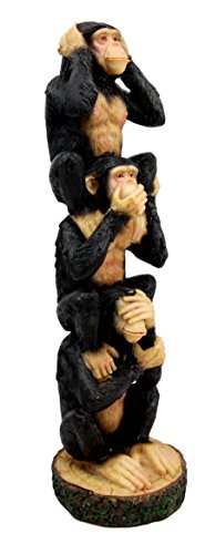 Ebros Gift Stacked See Hear Speak No Evil Monkeys Three Wise Apes Of The Jungle Figurine 8.5" H Monkey See Monkey Do Animal Totem Pole Acrobatic Apes Statue Sculpture Home Decor