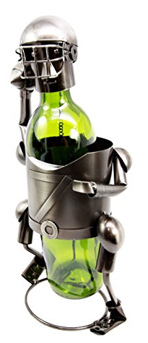 Ebros Gift Star Quarterback Football Player Hand Made Metal Wine Bottle Holder Caddy Decor Figurine 13"H